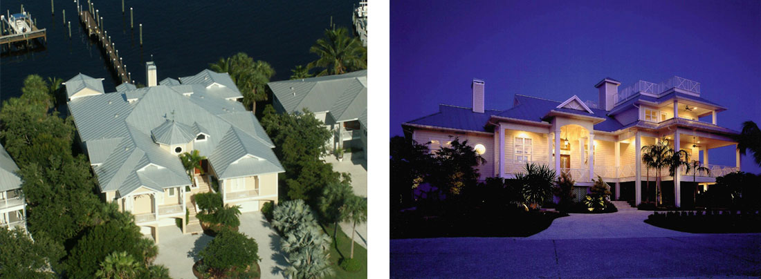 Aerial view of two luxury homes in Florida